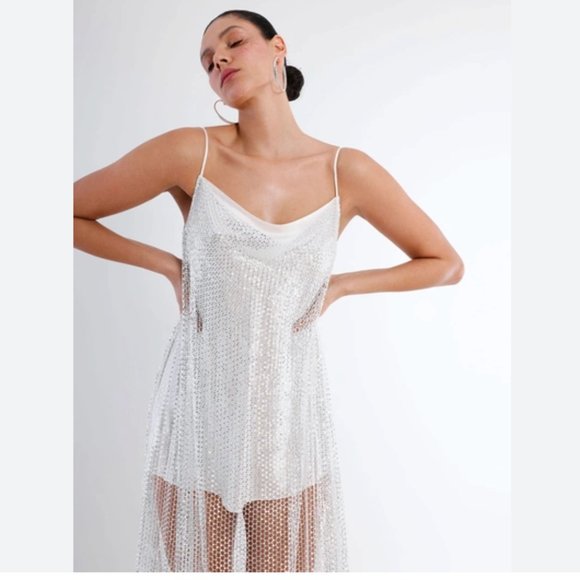 BCBG Decker Canyon Gown - Silver - Size XS - BCBGMaxAzria NEW WITH TAGS - Picture 1 of 5